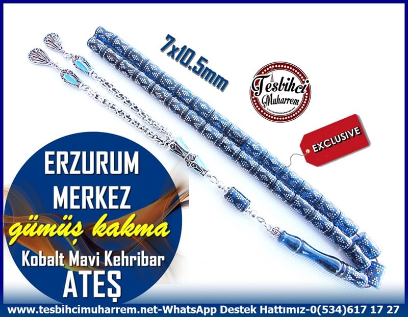 Kobalt Mavi Ton TesbihlerTM11603Tesbih Ateş Kehribar Kesme Kobalt Mavi Gümüş Kakma Erzurum MerkezTesbih Ateş Kehribar Kesme Kobalt Mavi Gümüş Kakma Erzurum Merkez