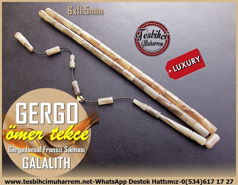 Galanit TesbihTM11440Tesbih Galalith Gergedansal Yapısıyla Dik Kesme Damarlı Fransız Sıkması GergoTesbih Galalith Gergedansal Yapısıyla Dik Kesme Damarlı Fransız Sıkması Gergo