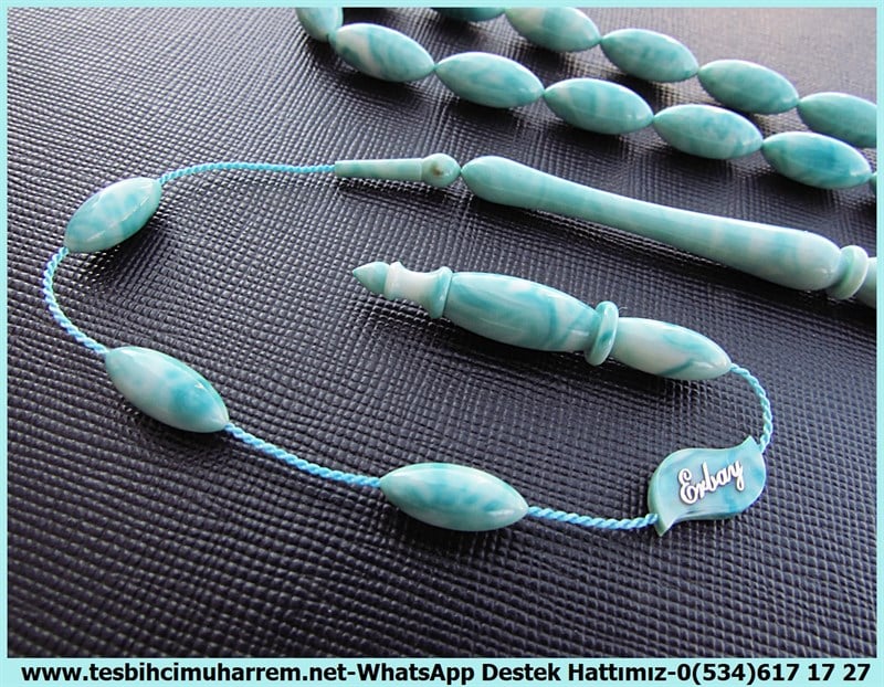 Katalin Ve Bağa TesbihlerTM11415Tesbih Katalin Eski Antika Alman Objeden Mavi  Beyaz Benekli Uzun ArpaTesbih Katalin Eski Antika Alman Objeden Mavi  Beyaz Benekli Uzun Arpa