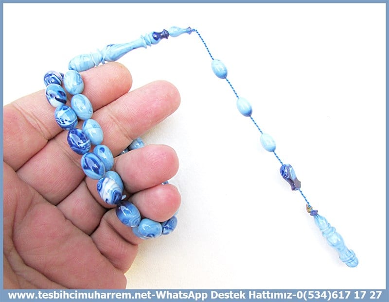 Katalin Ve Bağa TesbihlerTM11979Tesbih Katalin Mavi Tonlar Damarlı Badem Kesim LiselimTesbih Katalin Mavi Tonlar Damarlı Badem Kesim Liselim