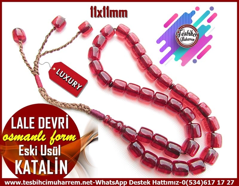 Katalin Ve Bağa TesbihlerTM11714Tesbih Katalin Osmanlı Form Eski Usül Fıçı Kesim Kırmızı Lale Devri Tesbih Katalin Osmanlı Form Eski Usül Fıçı Kesim Kırmızı Lale Devri 