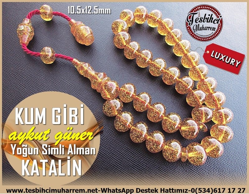 Katalin Ve Bağa TesbihlerTM11404Tesbih Katalin Yoğun Simli Osmanlı Form Basık Teker Kesim Bal Kum GibiTesbih Katalin Yoğun Simli Osmanlı Form Basık Teker Kesim Bal Kum Gibi