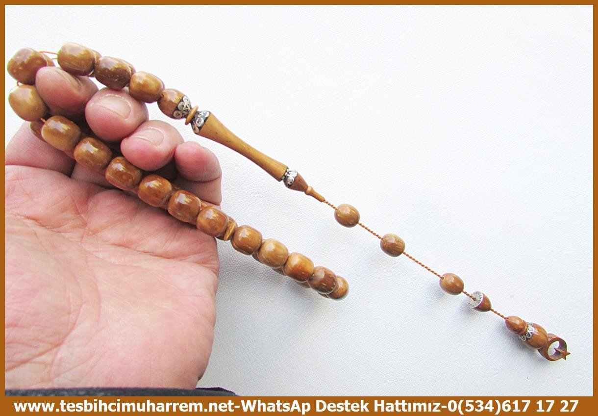 Kuka Ağacı TesbihlerTM14069Tesbih Kuka Fıçı Kesim Antibakteriyel Ayyıldız Motifli BoğaçhanTespih Kuka I Nakkaş İmame Ayyıldız Hitame Fıçı Kesim İri Boy Kallavi Boğaçhan Tesbih