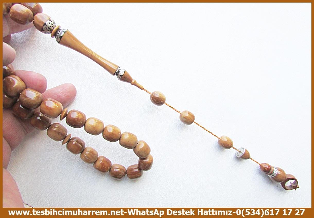 Kuka Ağacı TesbihlerTM14069Tesbih Kuka Fıçı Kesim Antibakteriyel Ayyıldız Motifli BoğaçhanTespih Kuka I Nakkaş İmame Ayyıldız Hitame Fıçı Kesim İri Boy Kallavi Boğaçhan Tesbih