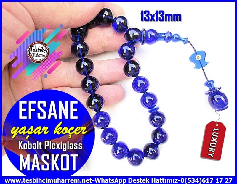 Maskot,Bileklik,Can-ı Gönül TesbihlerTM11980Tesbih Maskot Kobalt Mavi Plexiglass Bilek Boy Efe EfsaneTesbih Maskot Kobalt Mavi Plexiglass Bilek Boy Efe Efsane