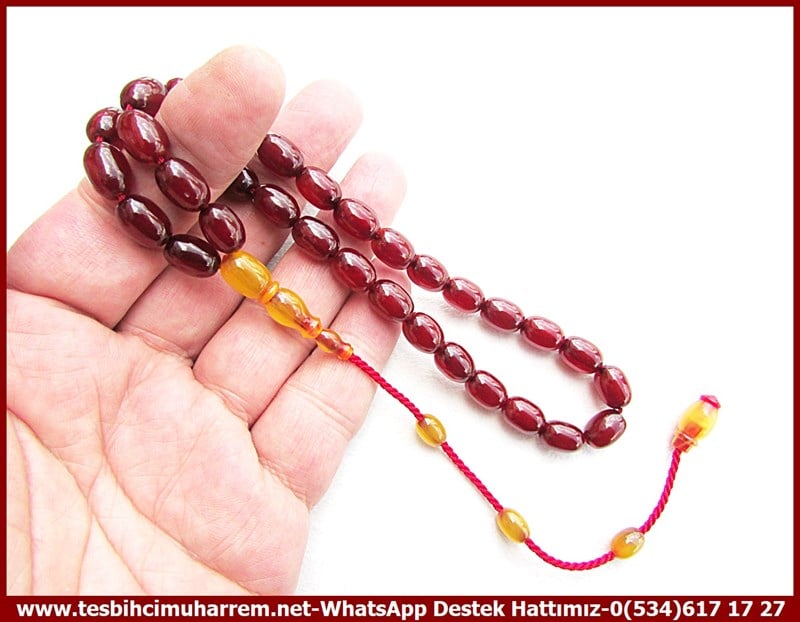 Osmanlı Antika Vişne Ton TesbihlerTM11760Tesbih Osmanlı Sıkma Kehribar Kolyeden Traş Badem Vişne Fatih BeyTesbih Osmanlı Sıkma Kehribar Kolyeden Traş Badem Vişne Fatih Bey