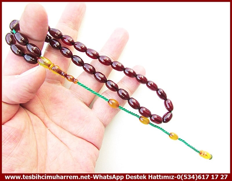 Osmanlı Antika Vişne Ton TesbihlerTM11797Tesbih Osmanlı Sıkma Kehribar Kolyeden Traş 20,8gr  Badem Kesim Vişne Ton Mustafa BeyTesbih Osmanlı Sıkma Kehribar Kolyeden Traş 20,8gr  Badem Kesim Vişne Ton Mustafa Bey