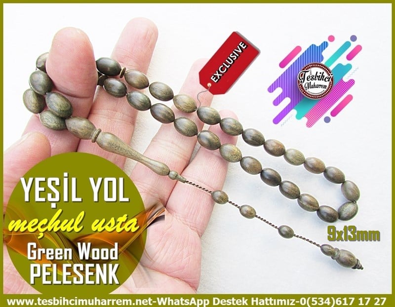 Pelesenk Ağacı TesbihlerTM12127Tesbih Pelesenk Beyzi Kesim Doğal Green Wood Yeşil Yol Tesbih Pelesenk Beyzi Kesim Doğal Green Wood Yeşil Yol 