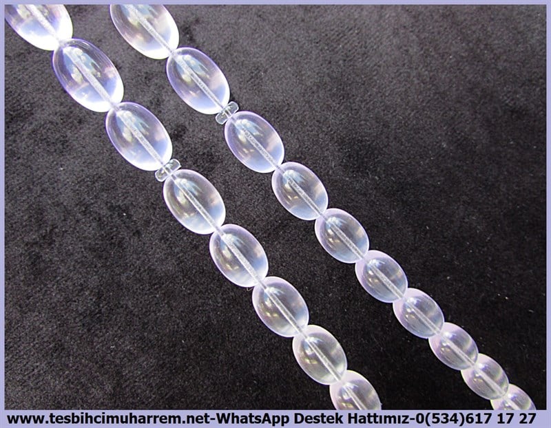 Amberoit TesbihlerTM11960Tesbih Plexiglass Özel Tasarım Gümüş Kamçı Buz Beyaz  Lila Yansımalı BergamaTesbih Plexiglass Özel Tasarım Gümüş Kamçı Buz Beyaz  Lila Yansımalı Bergama
