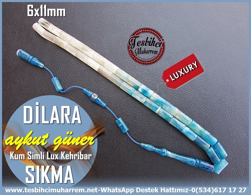 Hareli Mavi Kehribar TesbihlerTM11264/ATesbih Sıkma Kehribar Dik Kesme Kum Simli Süzme DilaraTesbih Sıkma Kehribar Dik Kesme Kum Simli Süzme Dilara