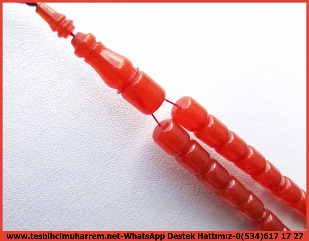 Turuncu Kehribar TesbihlerTM13634Tesbihci Muharrem Dizayn | Sıkma Kehribar Gümüş Kazaziyeli Tespih,Turuncu Renk, Kapsül Kesim, 