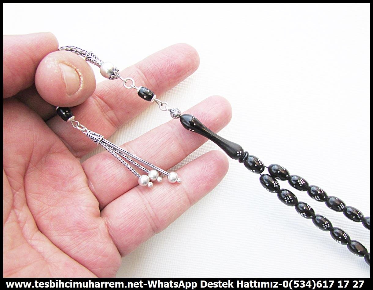Abanoz Ağacı TesbihlerTM13169Tespih Abanoz Black Wood Gümüş İşleme Gümüş Püskül Siyah Örümcek Ağı TesbihTespih Abanoz Black Wood I Uzun Gümüş Püskül Gümüş Çakım Karadeniz Tesbih 
