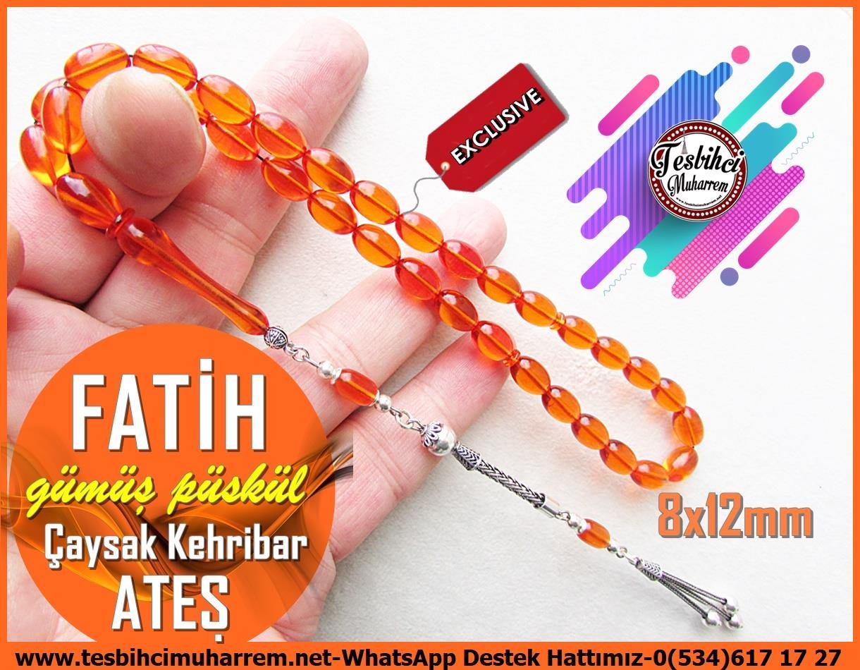Tütün Ton TesbihlerTM12849Tespih Ateş Kehribar Çaysak Gümüş Püsküllü Beyzi Fatih TesbihTespih Ateş Kehribar Çaysak Gümüş Püsküllü Beyzi Fatih Tesbih
