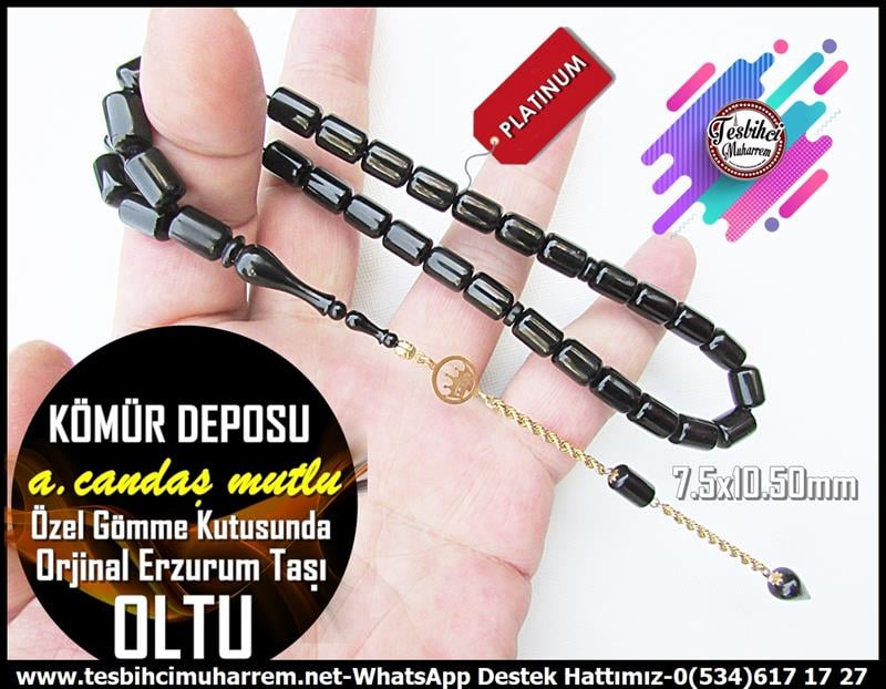Oltu Taşı TesbihlerTM12685Tespih Erzurum Oltu Taşı Özel Gömme Kutusunda Altın Püsküllü Kömür Deposu TesbihTespih Erzurum Oltu Taşı Özel Gömme Kutusunda Altın Püsküllü Kömür Deposu Tesbih