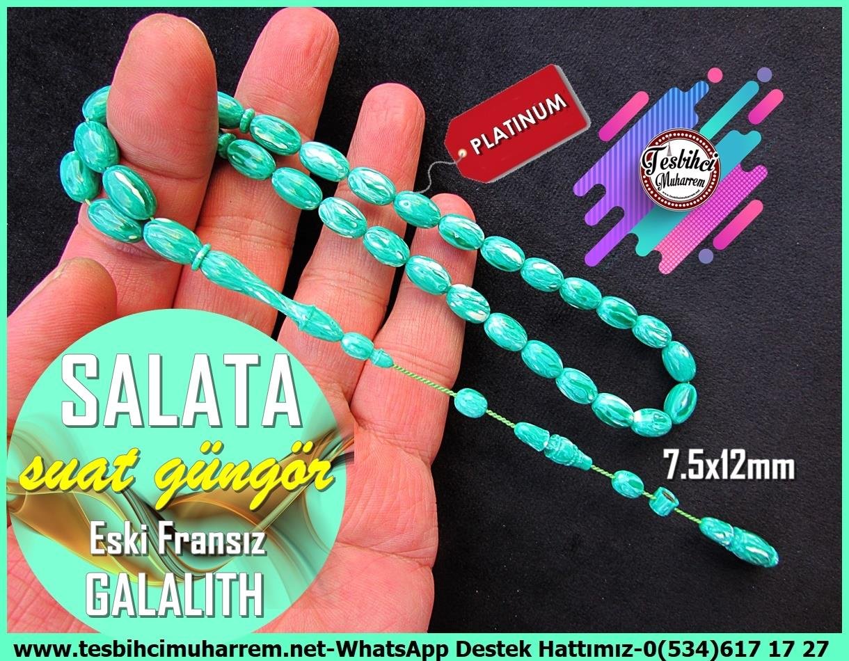 Galanit TesbihTM12905Tespih Galalith Eski Fransız Badem Kesim Muazzam Salata Tesbih Tespih Galalith Eski Fransız Badem Kesim Muazzam Salata Tesbih 