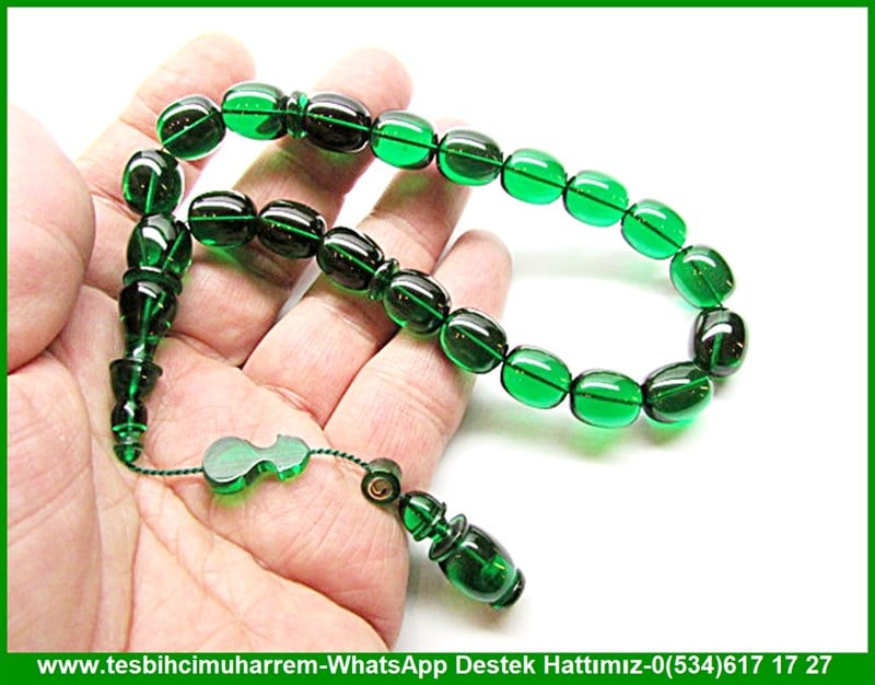 Türbe Yeşili Fıçı Kesim 19 Habbe Sıkma Kehribar Tesbih Fikri Efe  