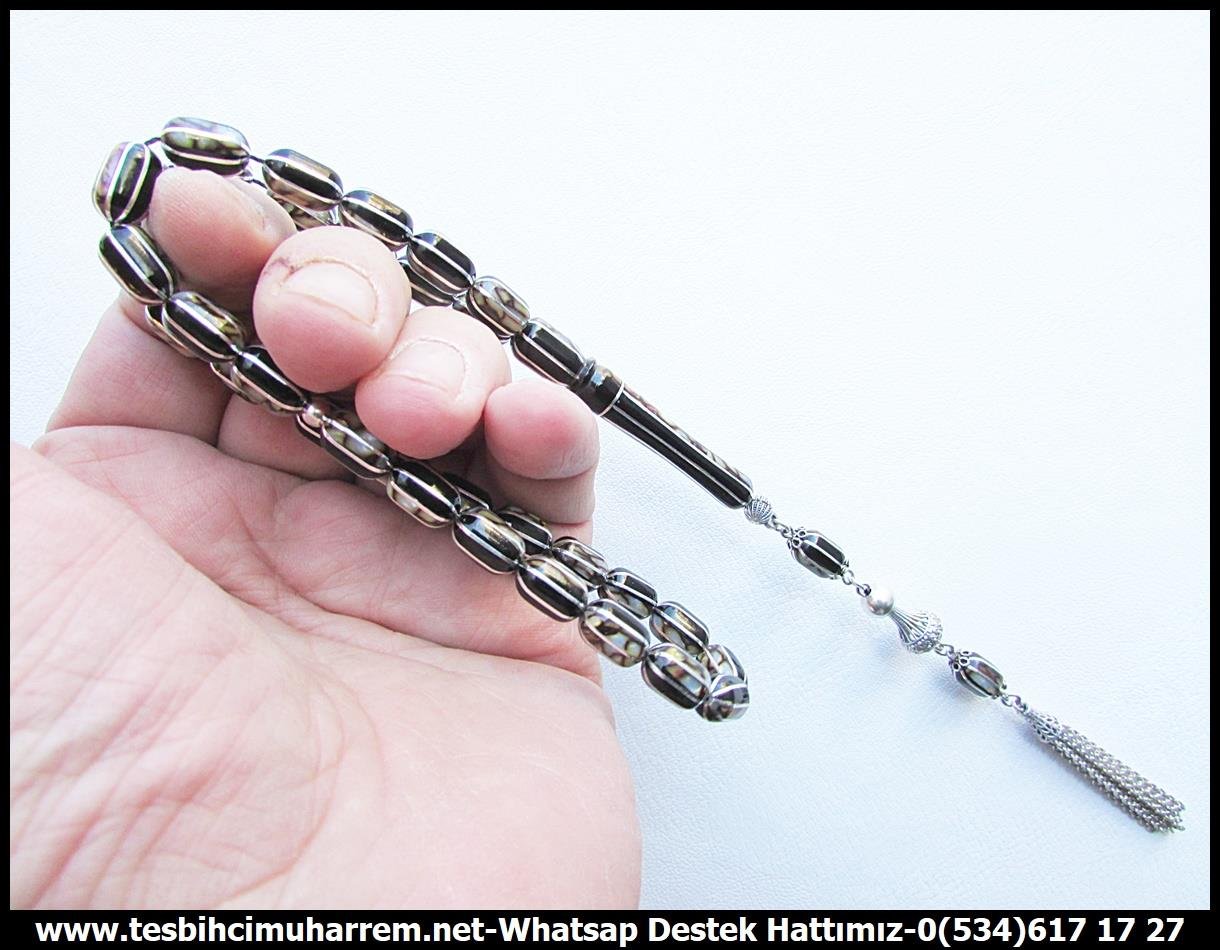 Oltu Taşı TesbihlerTM13460Türker Kızılelma Usta El İşçiliği Premium Tespih | Karpuz Dilim Oltutaşı, Galalit + Oltu + Gümüş Sentezi 