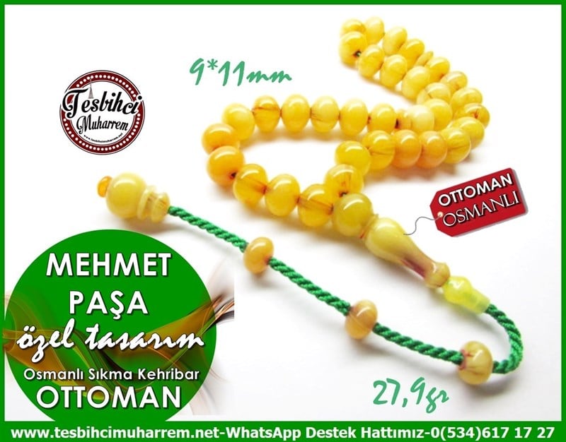 Üst Düzey İşçilik Özel Çalışma Tekeri Osmanlı Sıkma Kehribar Tesbih Mehmet Paşa 