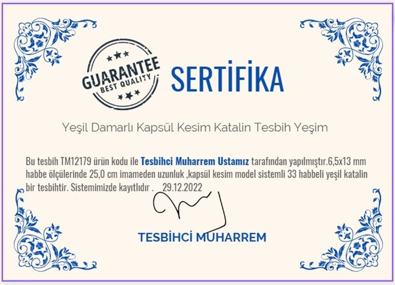 Katalin Ve Bağa TesbihlerTM12179Yeşil Damarlı Kapsül Kesim Katalin Tesbih YeşimYeşil Damarlı Kapsül Kesim Katalin Tesbih Yeşim