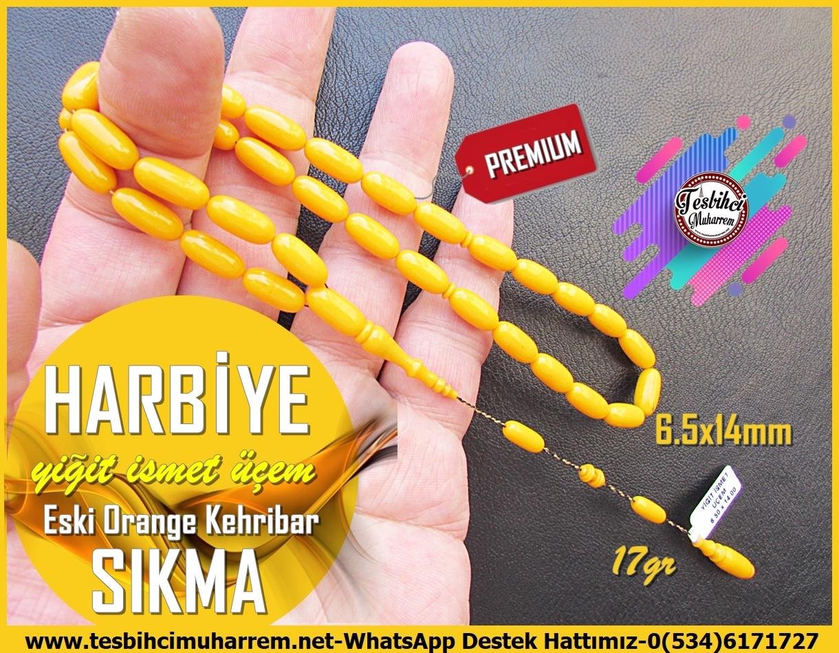 Kayısı Kehribar TesbihlerTM13859Yiğit İsmet Üçem Usta İşçilikli Tespih | Premium Sıkma Kehribar, Eski Turuncu Badem Kesim,Keyifçi 