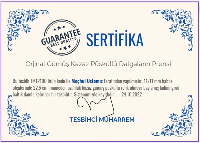  Damla Kehribar TesbihlerTM12100Yuvarlak Kesim Orjinal Gümüş Kazaz Püsküllü Kaliningrad Damla Kehribar Tesbih Dalgaların PrensiYuvarlak Kesim Orjinal Gümüş Kazaz Püsküllü Kaliningrad Damla Kehribar Tesbih Dalgaların Prensi