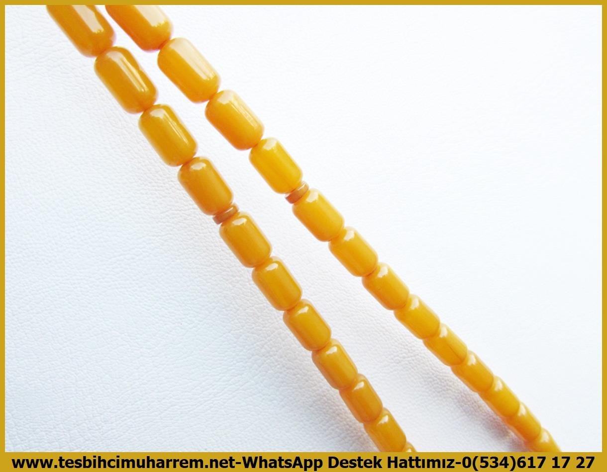 Kayısı Kehribar TesbihlerTM13677Zeki Demirıbrık Usta Tornası | Çubuk Sıkma Kehribar Tespih,Kayısı Renk, Kapsül Kesim, 