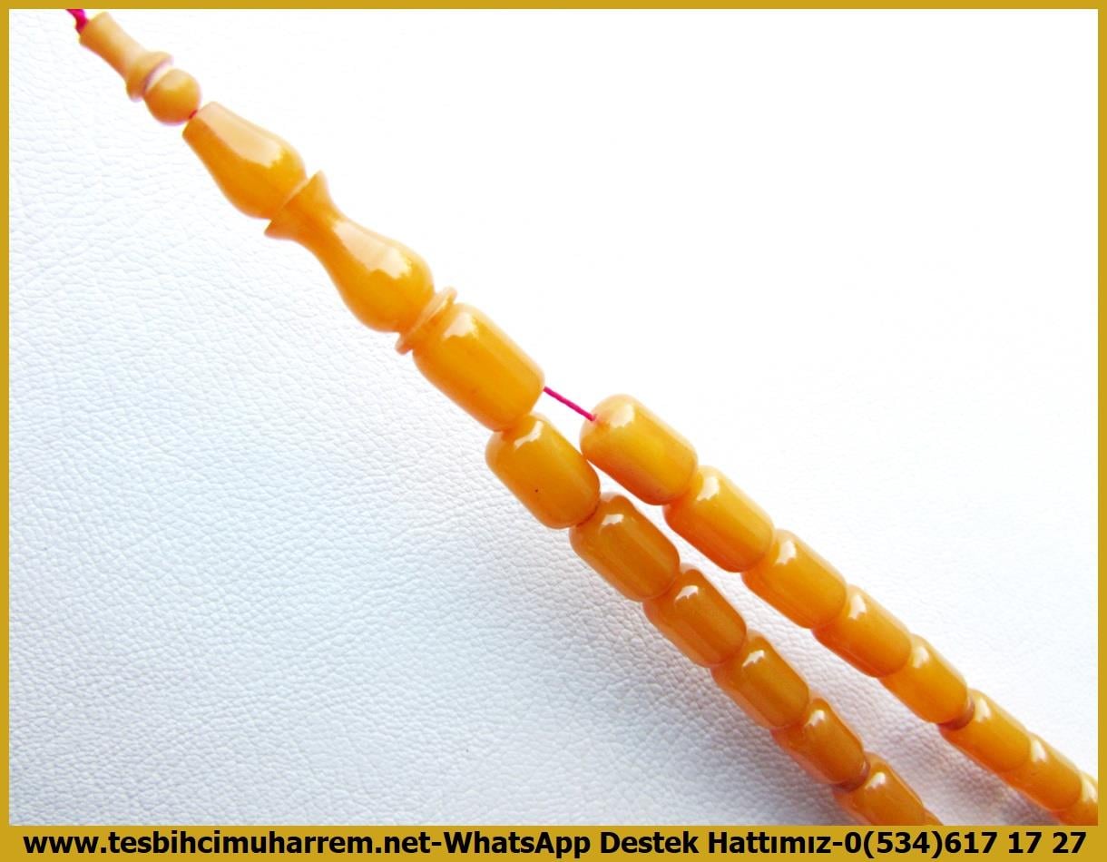Kayısı Kehribar TesbihlerTM13677Zeki Demirıbrık Usta Tornası | Çubuk Sıkma Kehribar Tespih,Kayısı Renk, Kapsül Kesim, 