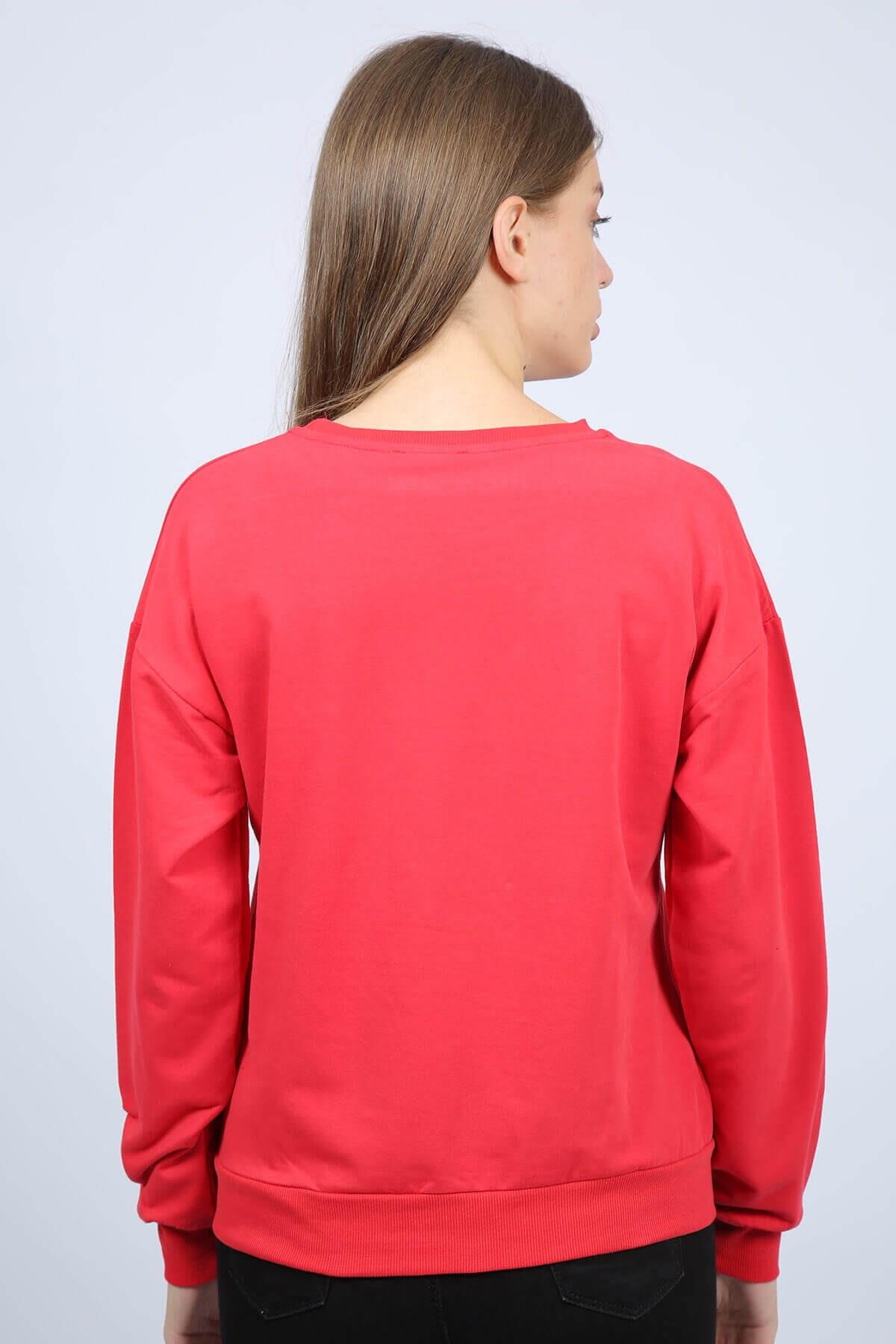 3 Boyutlu Şapkalı Girls Sweat Gri