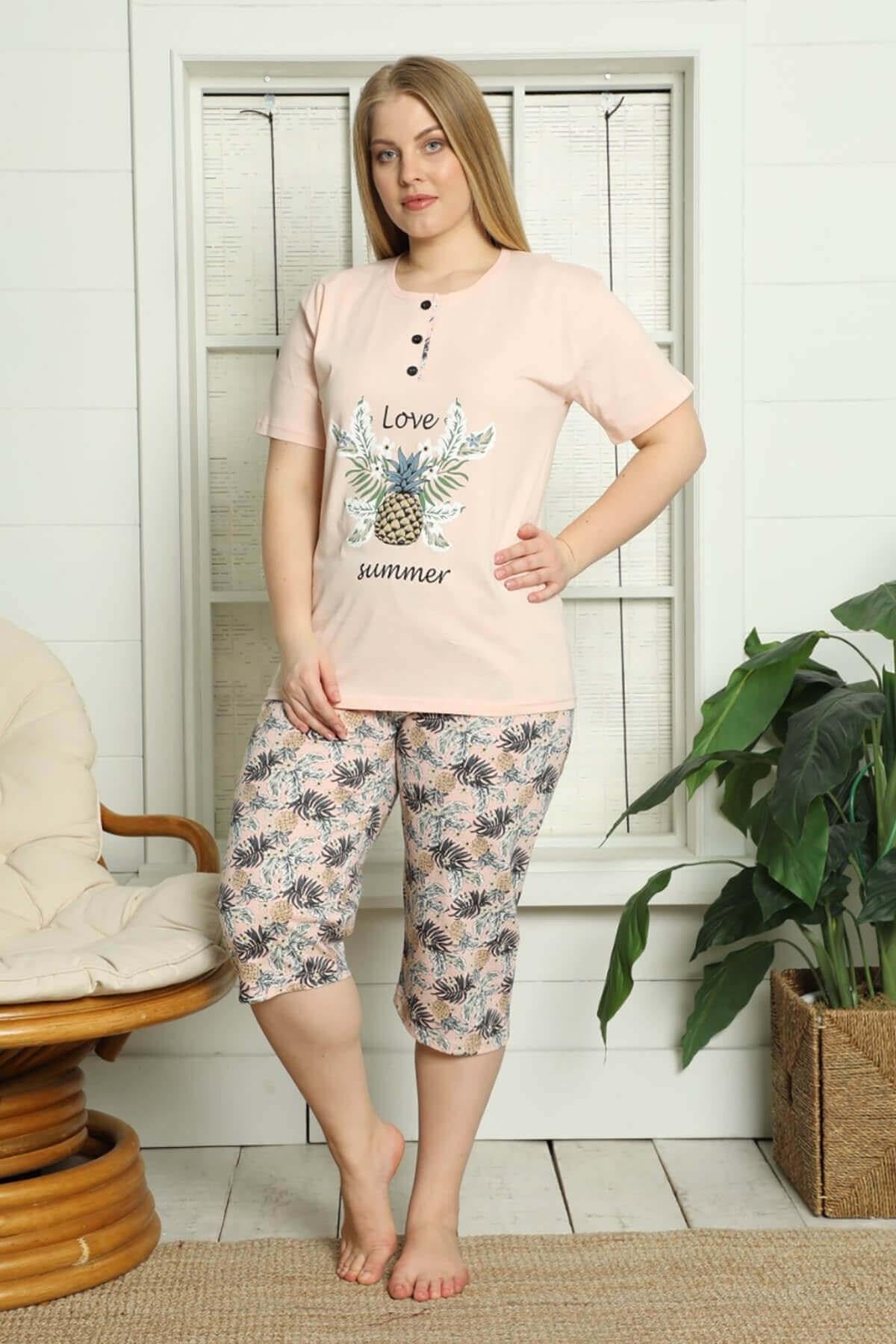 Ananaslı Büyük Beden Pijama Takımı