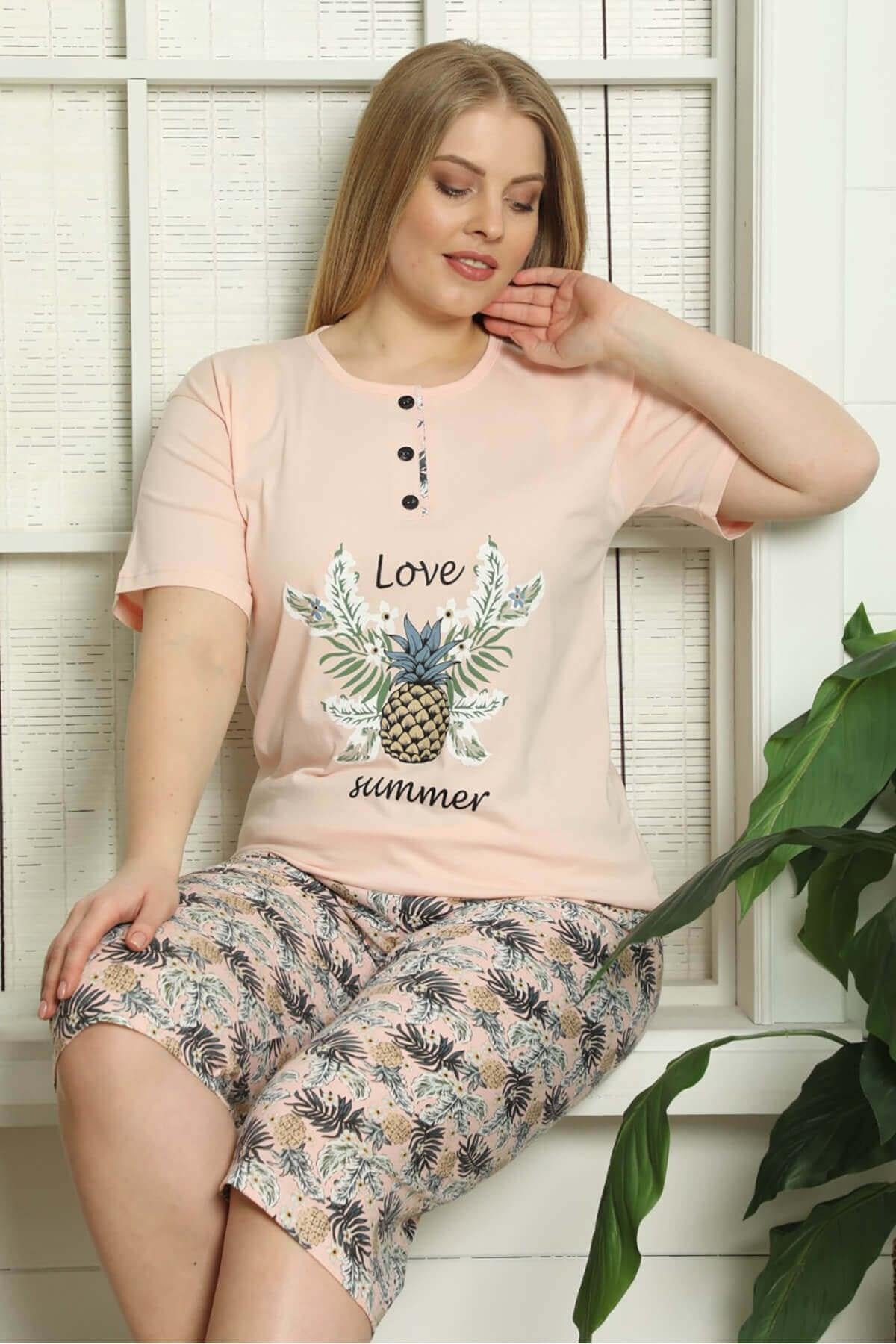 Ananaslı Büyük Beden Pijama Takımı