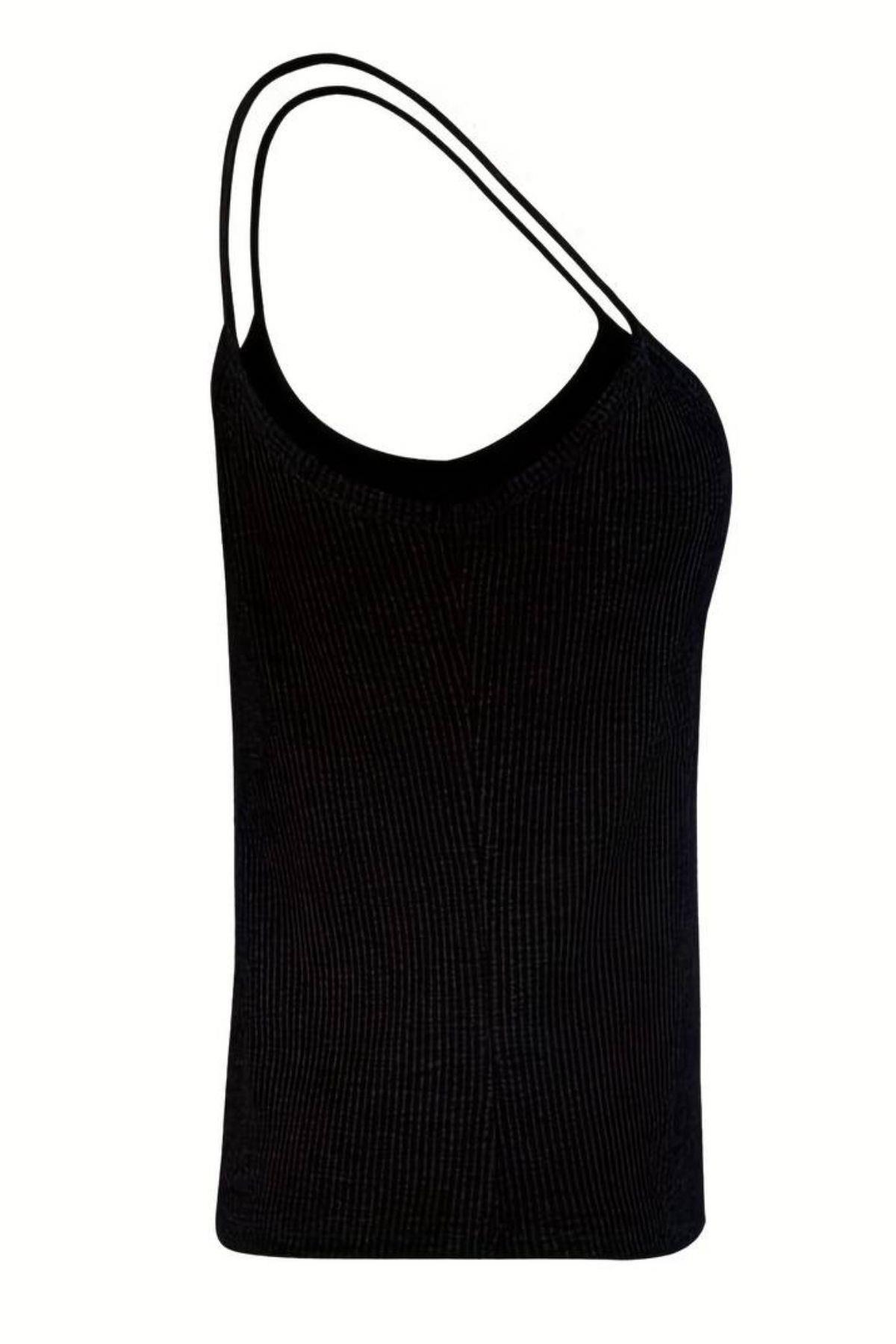 Askılı Kaşkorse Basic Bluz Siyah