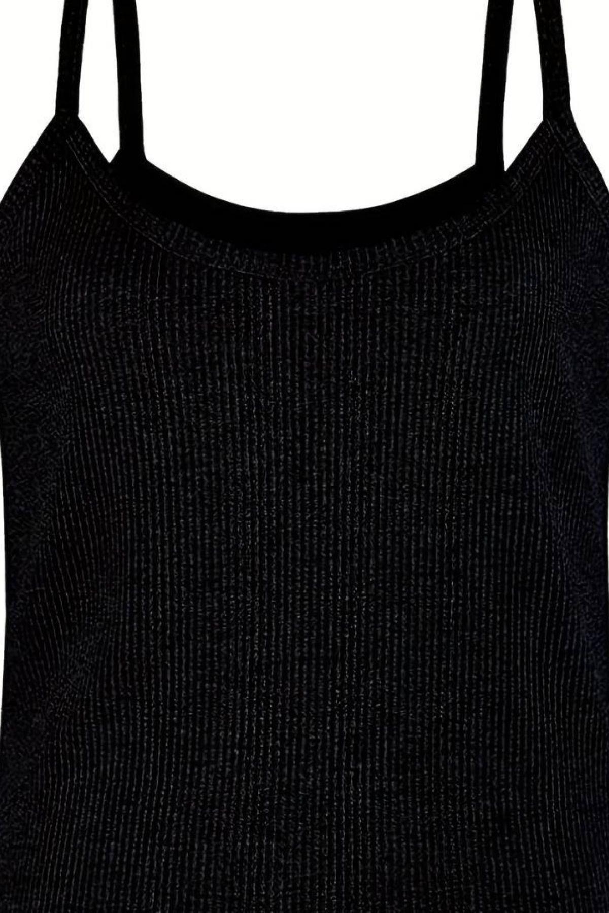 Askılı Kaşkorse Basic Bluz Siyah