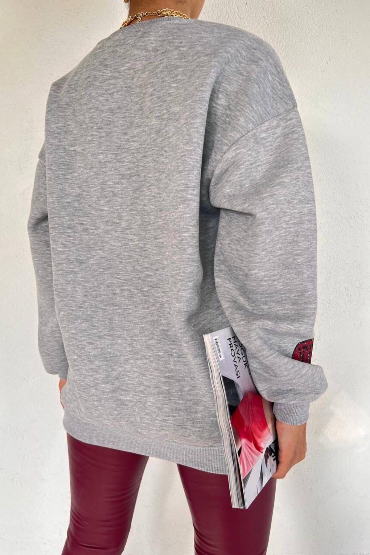 Atlanta Baskılı Basic Sweat Gri