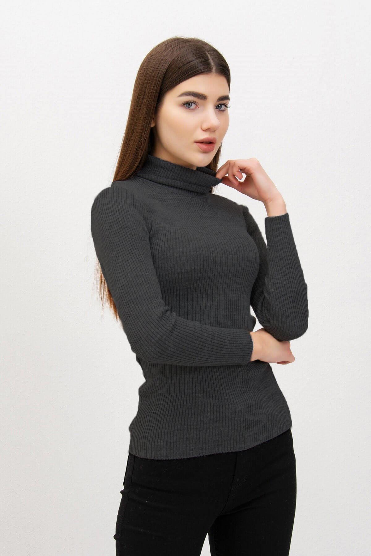 Balıkçı Yaka Basic Triko Antrasit