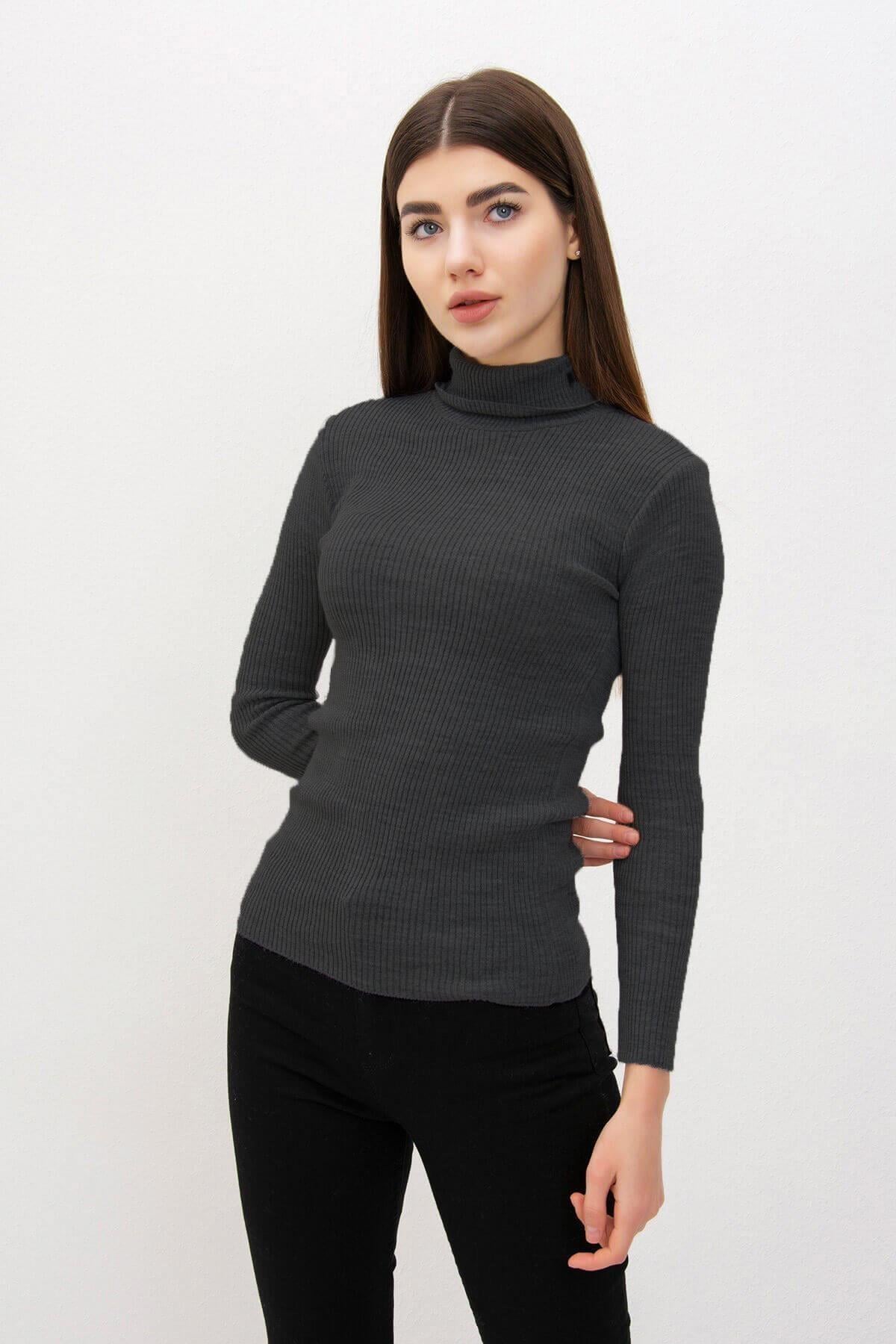 Balıkçı Yaka Basic Triko Antrasit