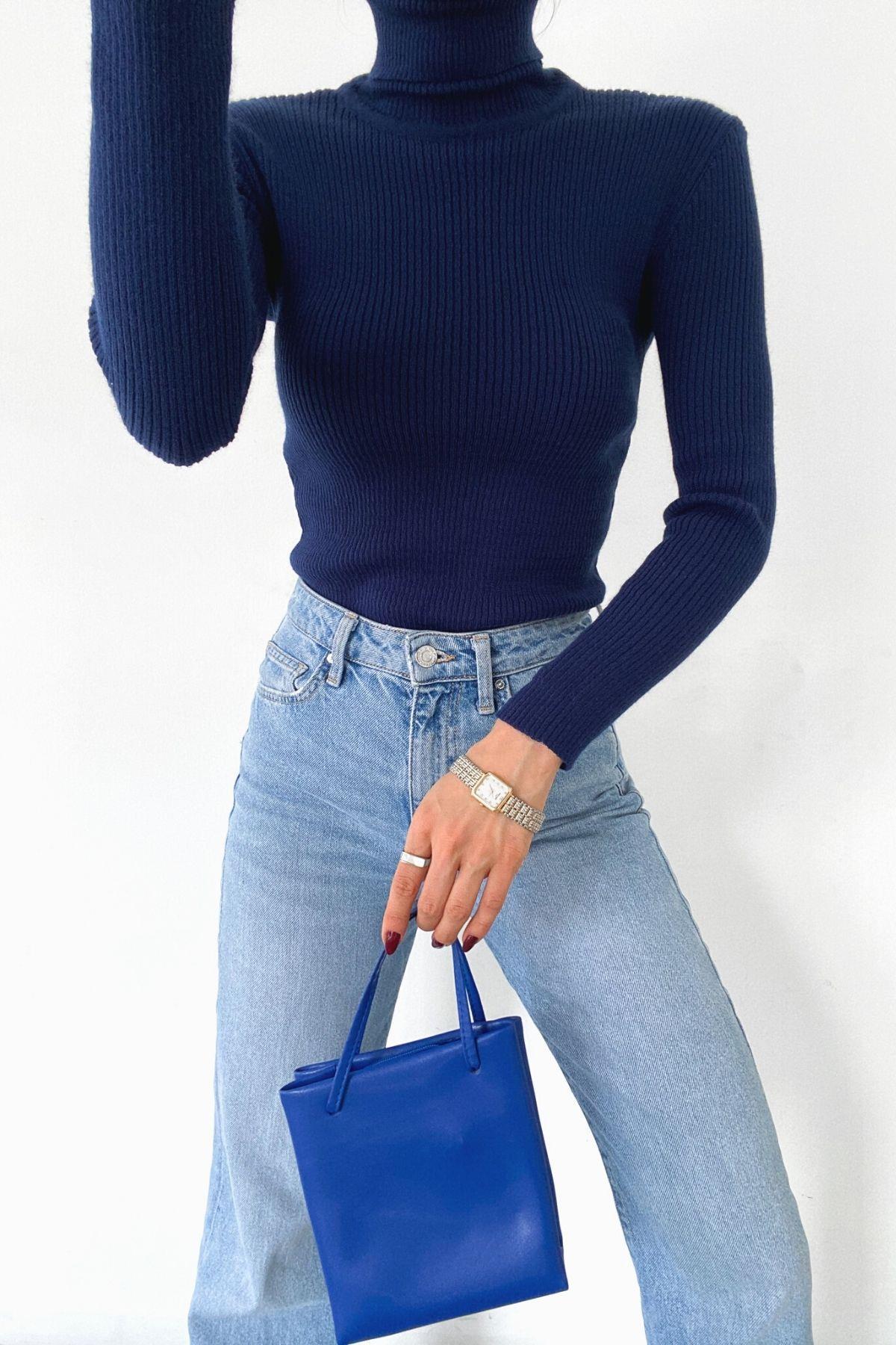 Balıkçı Yaka Basic Triko Lacivert