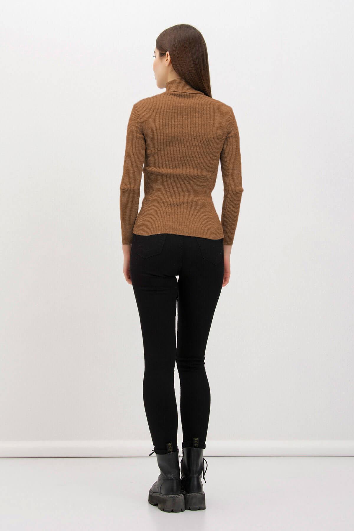 Balıkçı Yaka Basic Triko Vizon