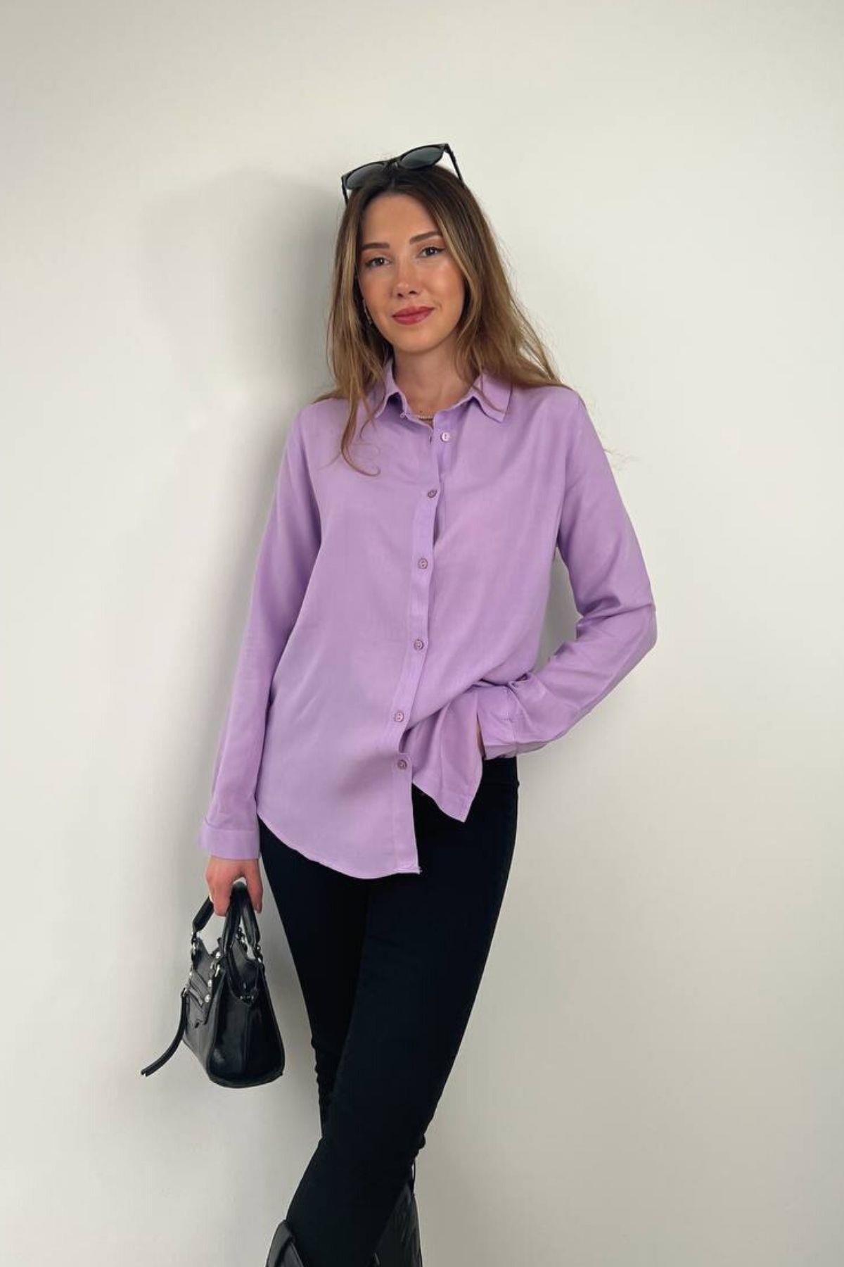Basic Kadın Gömlek Lila