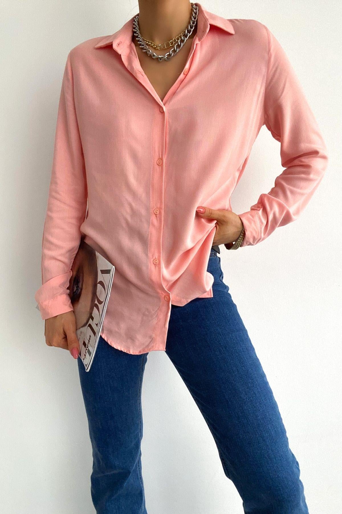 Basic Kadın Gömlek Pudra