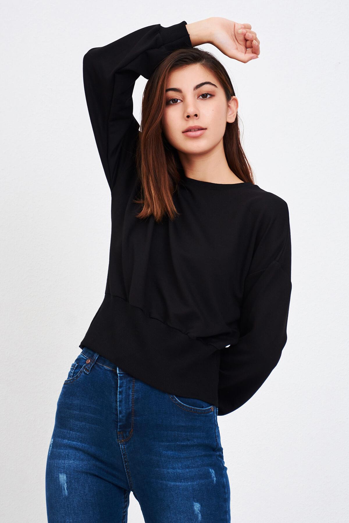 Basic Kadın Sweat Siyah