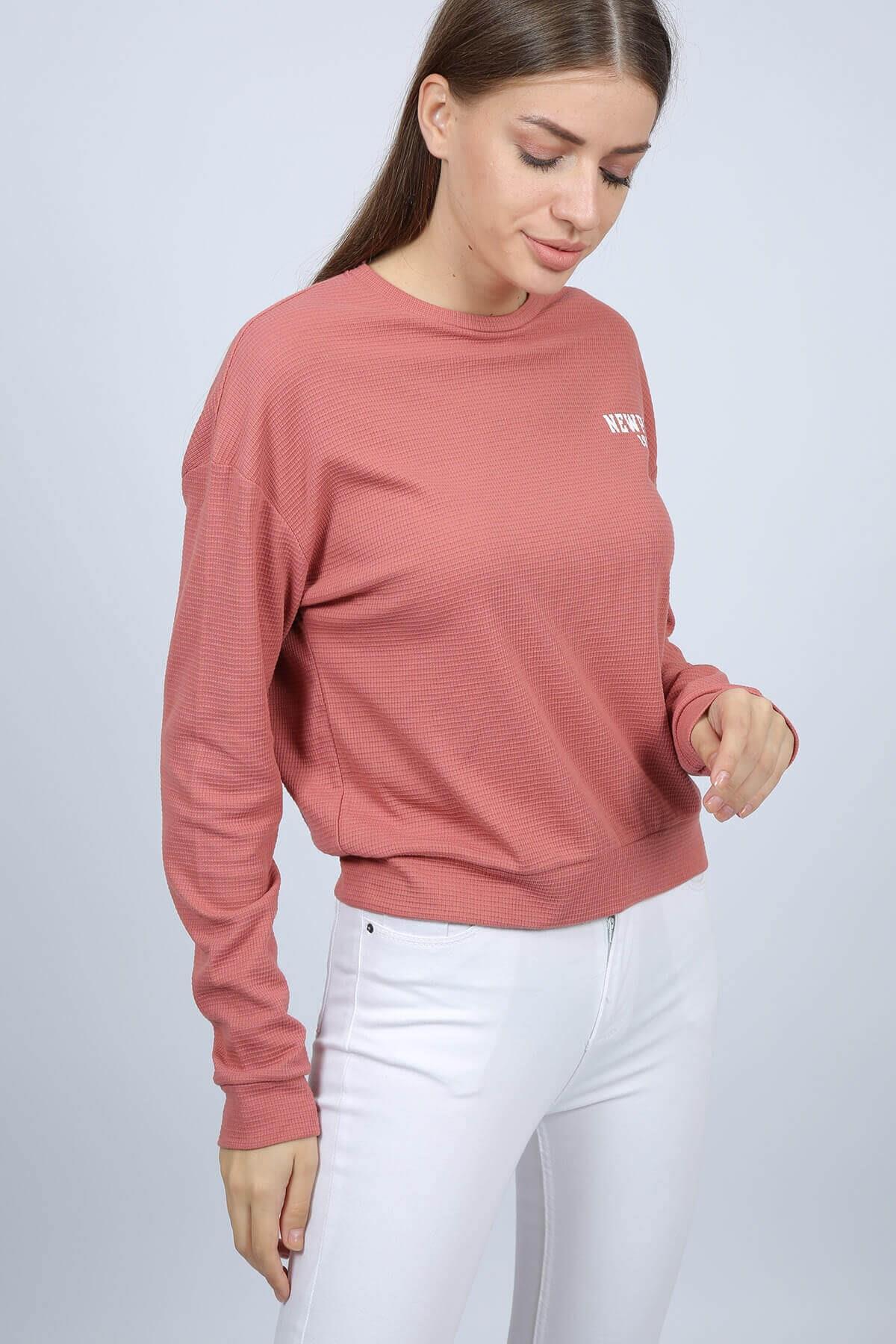 Baskılı Kadın Sweat Pembe