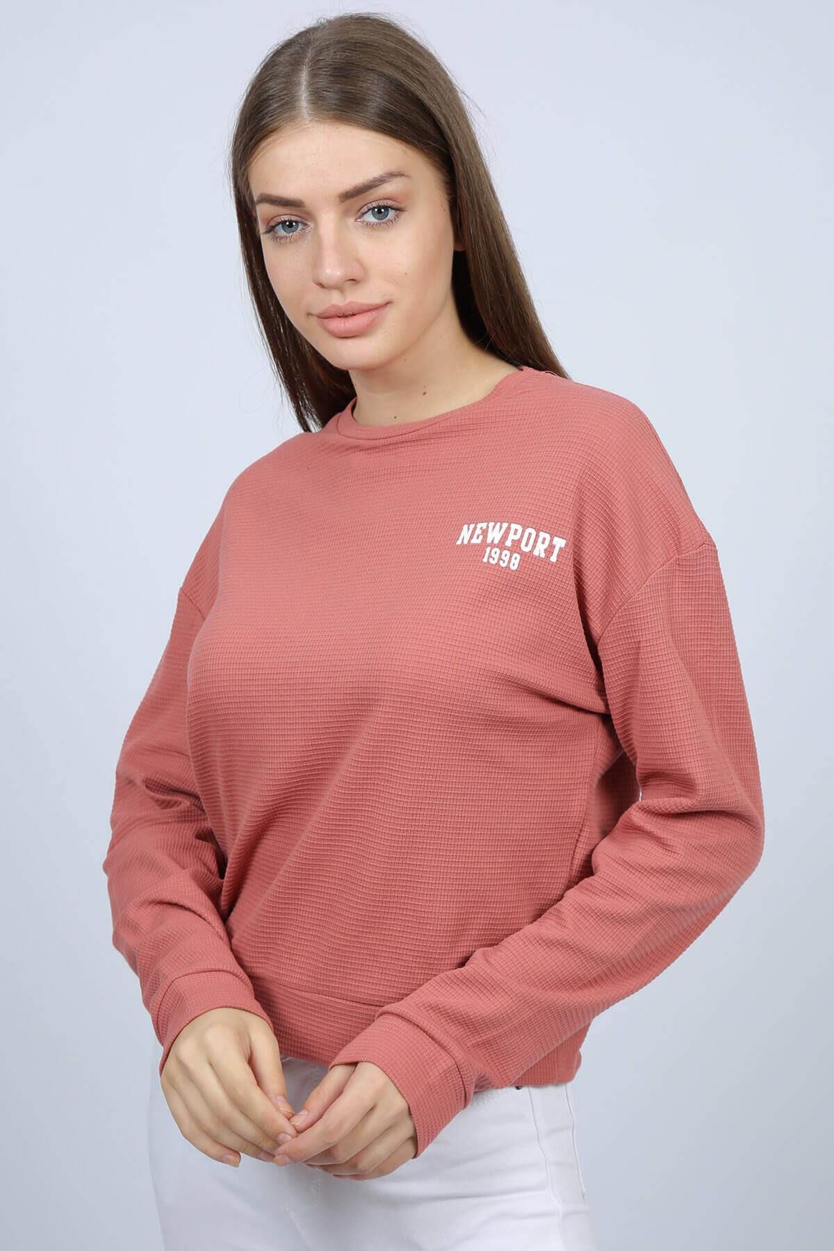 Baskılı Kadın Sweat Pembe