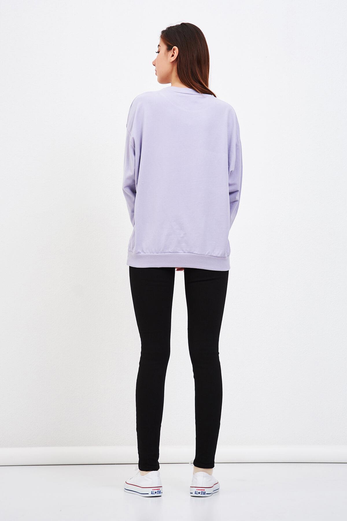 Baskılı Sweat Lila