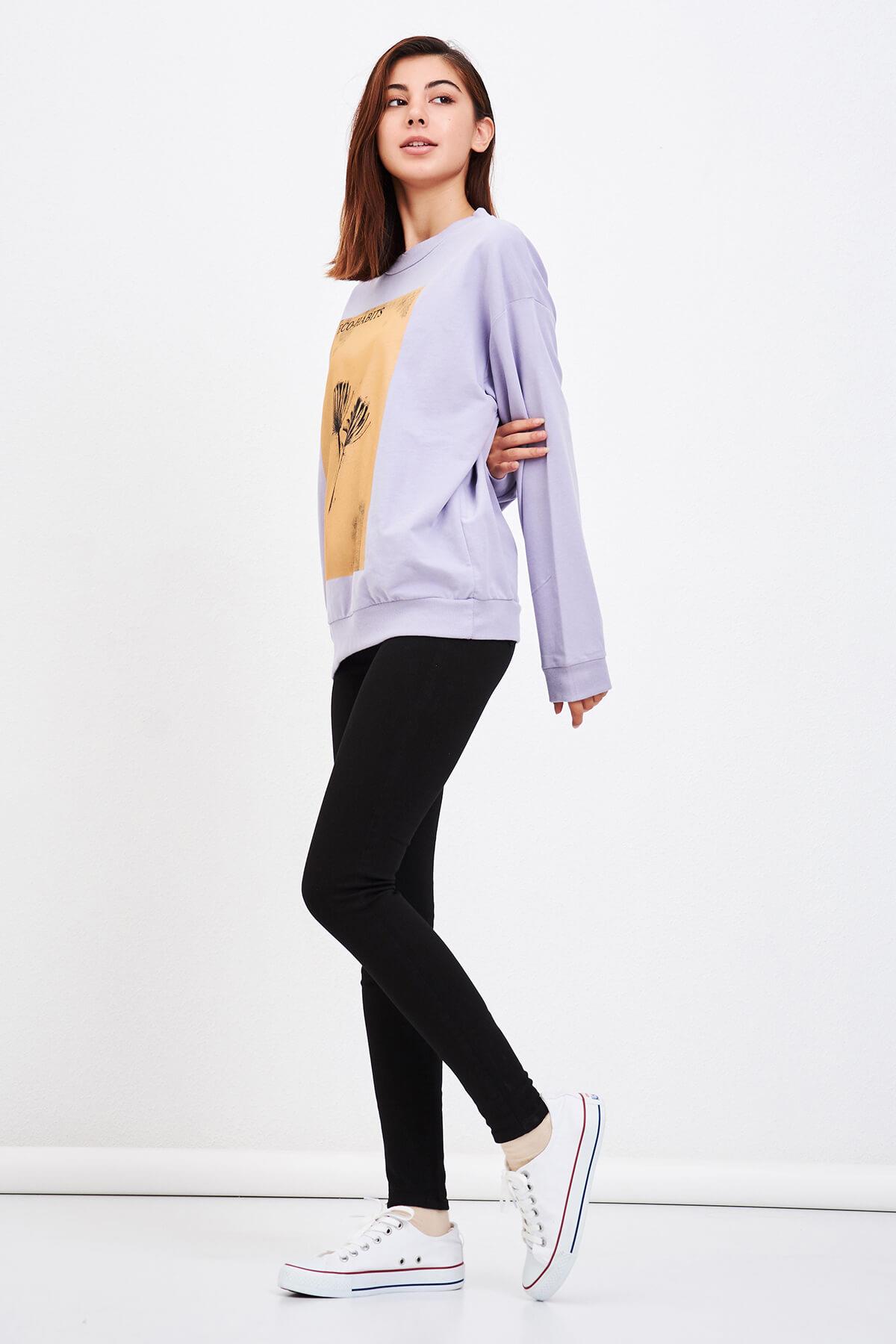 Baskılı Sweat Lila