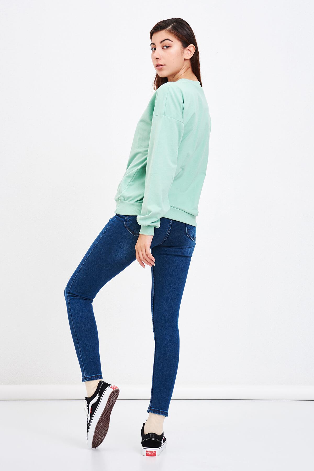 Baykuş Baskılı Sweat Mint