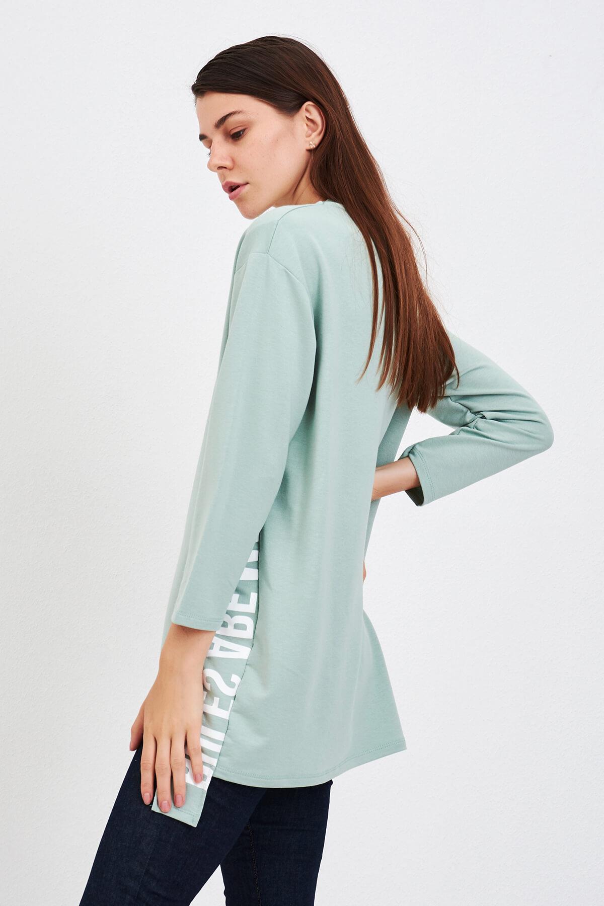 Be Broken Baskılı Bayan Tunik Mint
