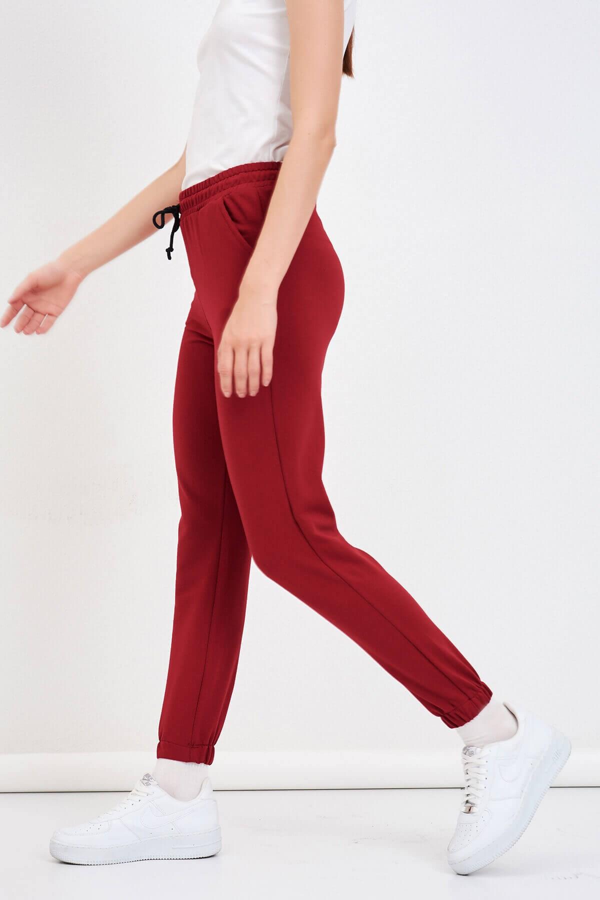 Bel Lastikli Eşofman Altı Bordo