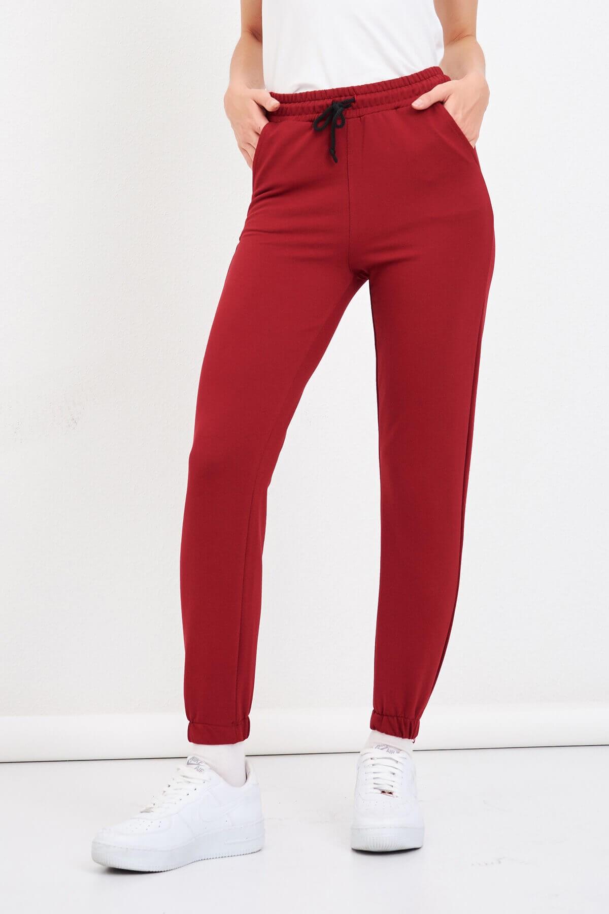 Bel Lastikli Eşofman Altı Bordo
