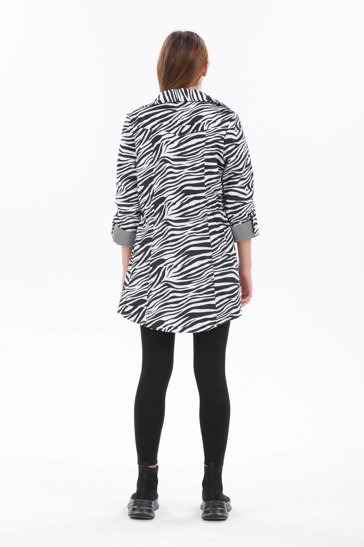 Bel Lastikli Kadın Beyaz Trençkot