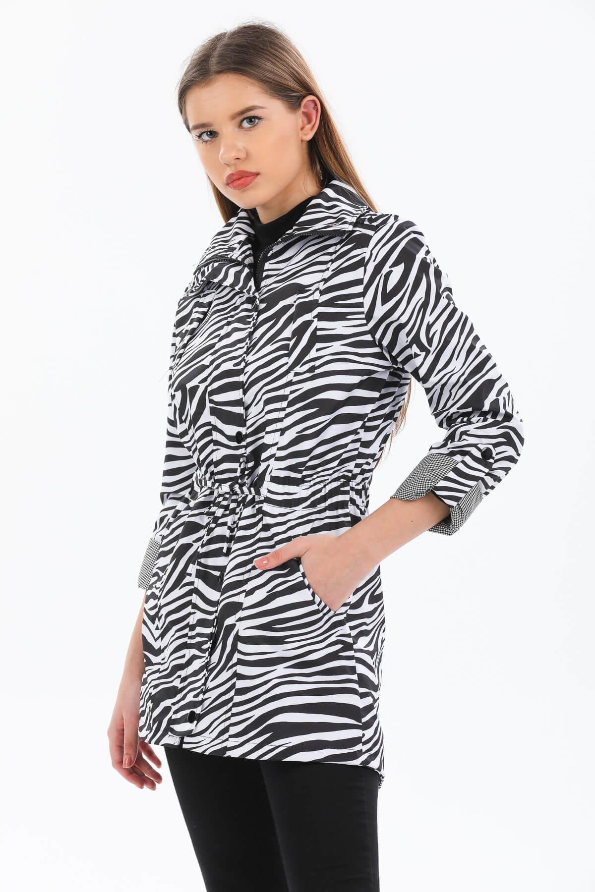 Bel Lastikli Kadın Beyaz Trençkot